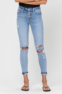 VERVET by Flying Monkey High Rise Button Fly Cuffed Skinny Jeans