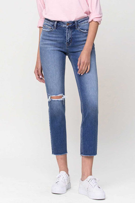 Vervet by Flying Monkey Mid Rise Straight Crop Jeans