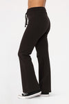 Mono B Drawstring Flared Cotton Leggings - Black