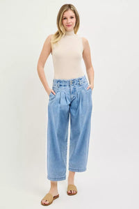 Risen High Rise Cropped Barrel Pleated Jeans PGC21760
