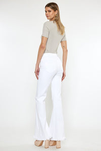 Kancan High Rise Button Fly White Flare Jeans
