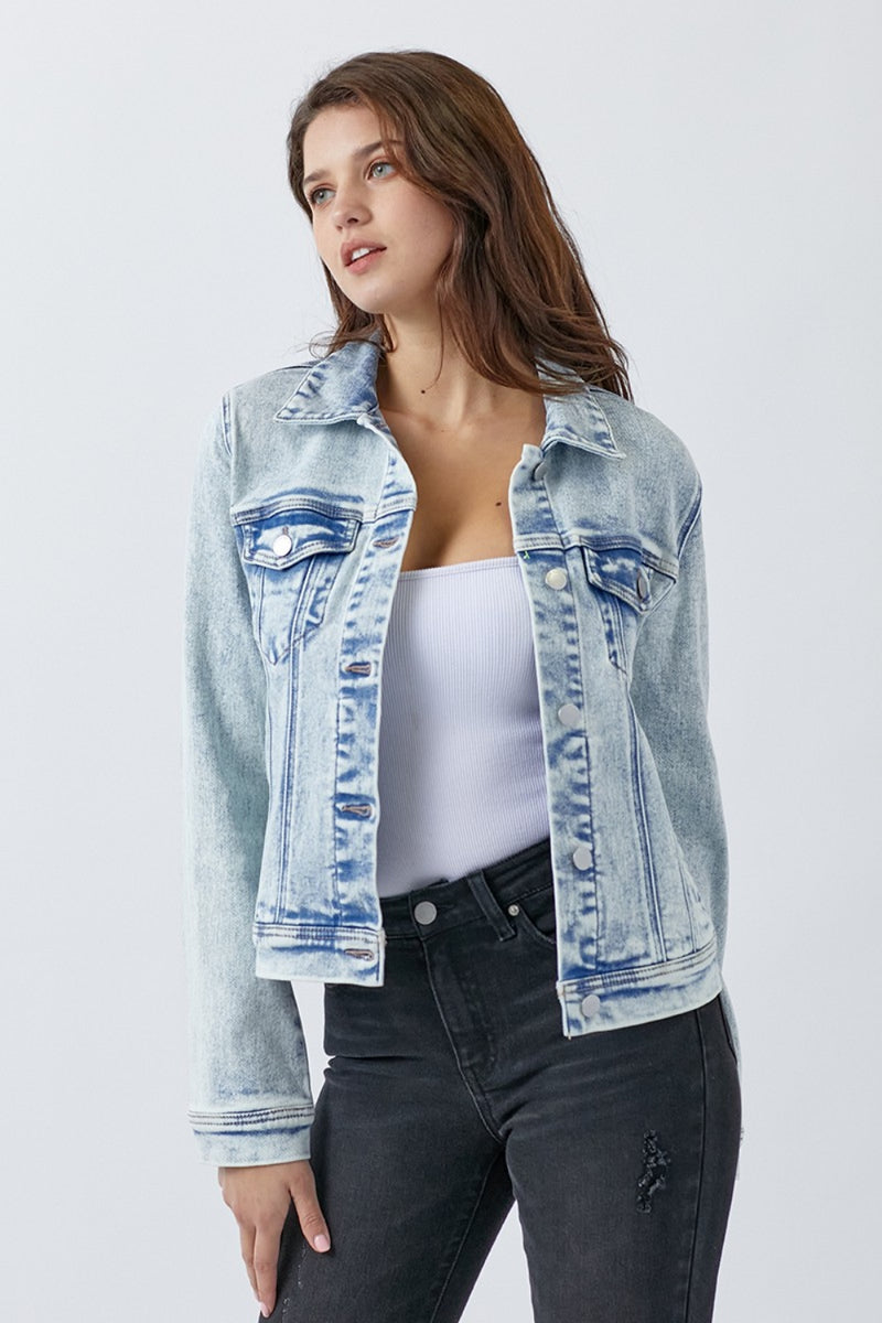 RISEN Acid Wash Soft Classic Denim Jacket