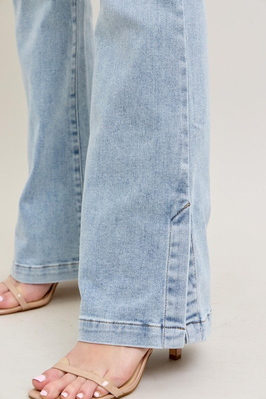 Judy Blue High Rise Vintage Wash Side Slit Bootcut Jeans