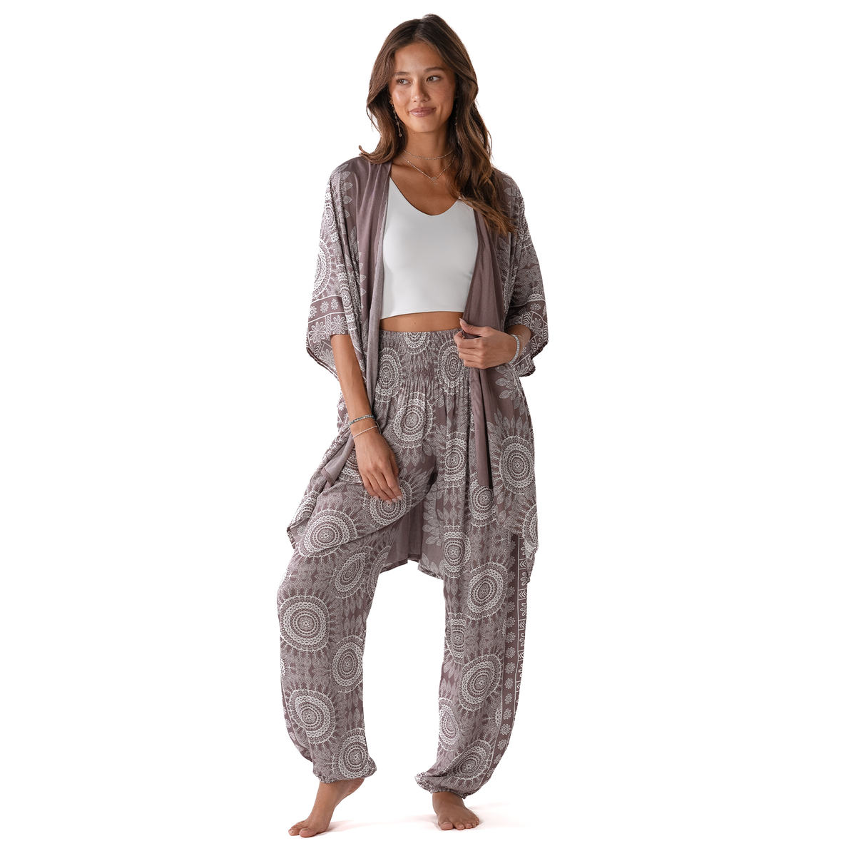 Lotus and Luna Nosara Harem Pants and Kimono Lounge Set