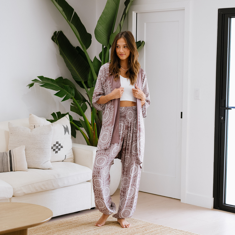 Lotus and Luna Nosara Harem Pants and Kimono Lounge Set