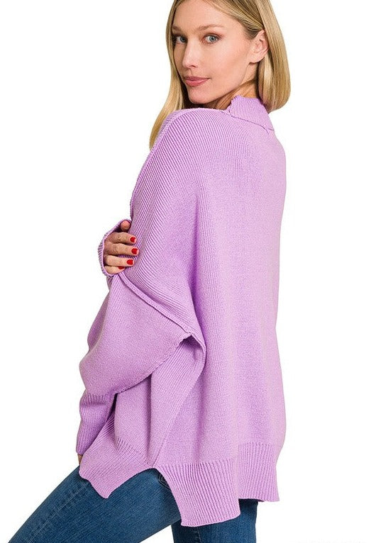 Slouchy Side Slit Oversized Sweater