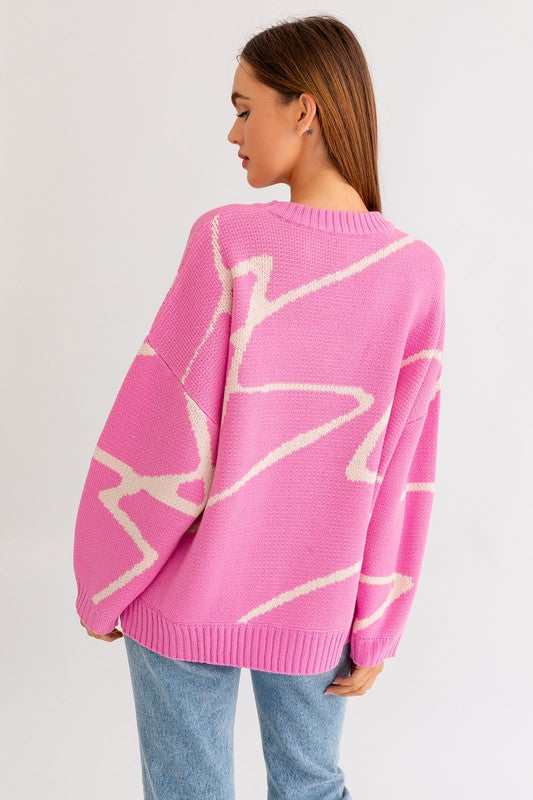 Abstract Oversized Sweater Top