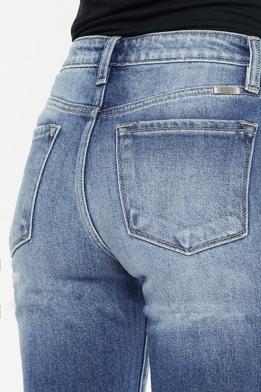 Kancan High Rise Cuffed Hem Slim Straight Jeans
