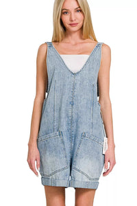 Zenana Denim Short Overalls