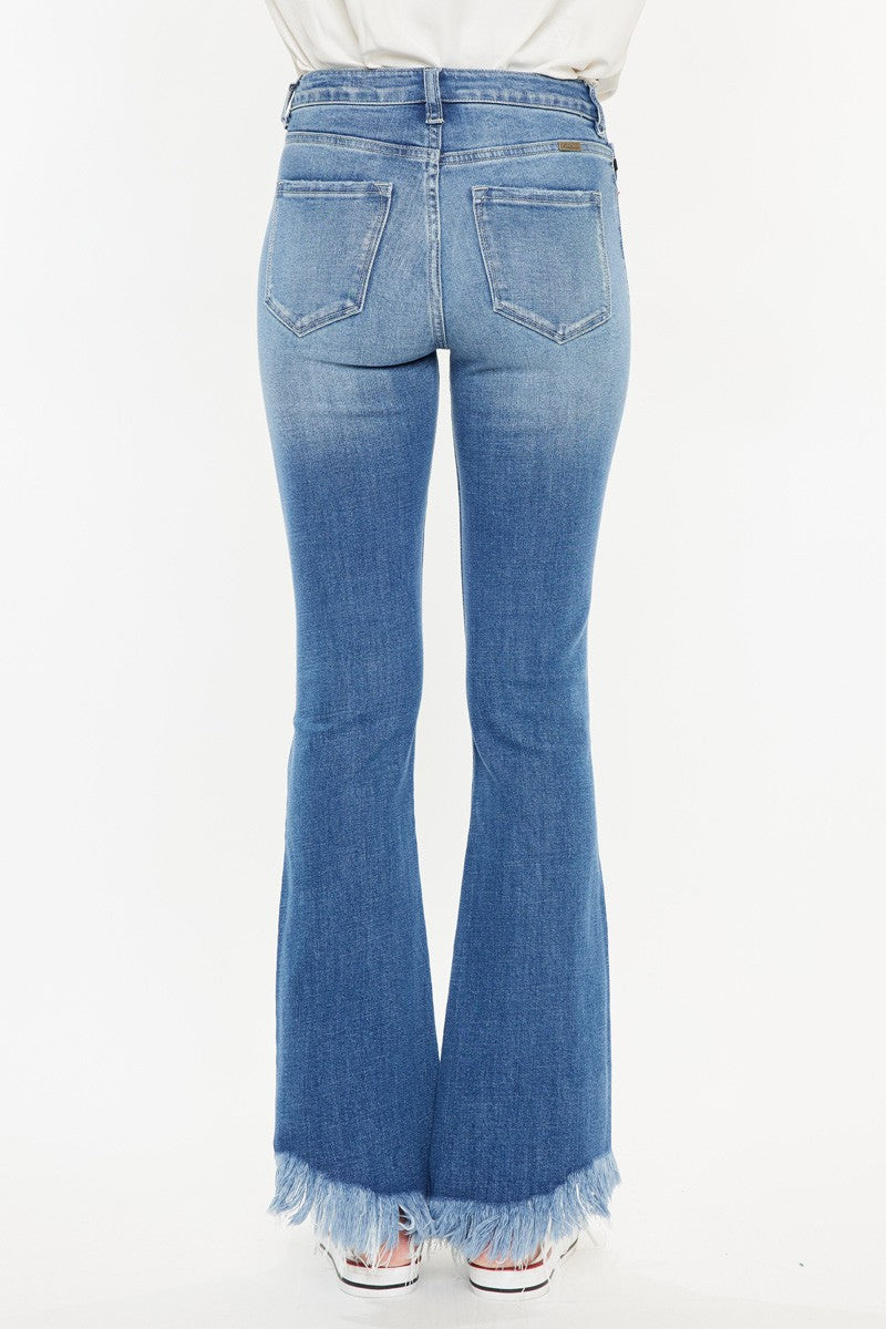 Kancan High Rise Frayed Hem Bootcut Jeans