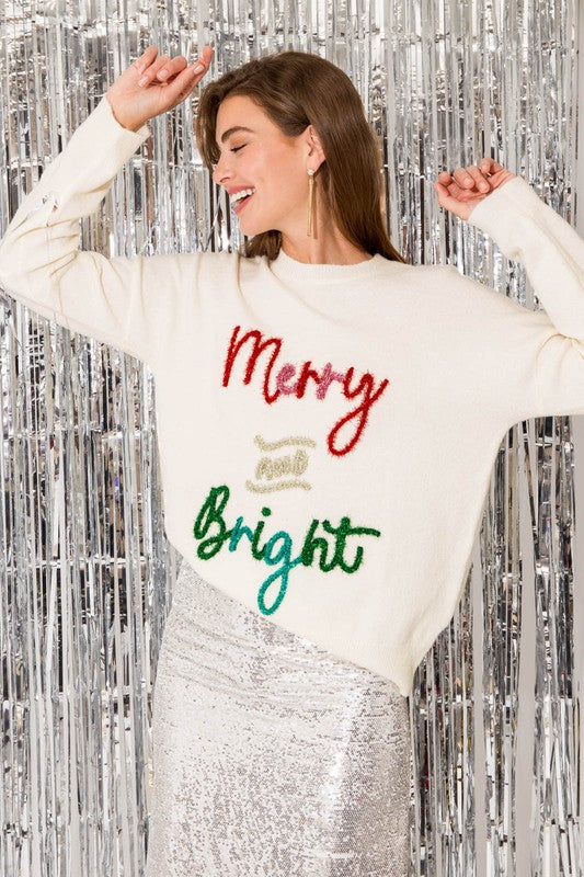 Merry & Bright Tinsel Pullover Sweater