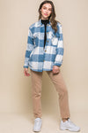 Fleece Lined Plaid Button Down Jacket 
