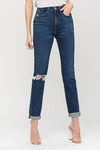 Vervet by Flying Monkey Distressed Roll Up Relaxed Fit Jeans
