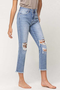 Flying Monkey High Rise Distressed Straight Jeans