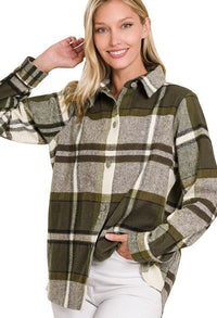 Casual Plaid Button Down Shacket - Multiple Colors