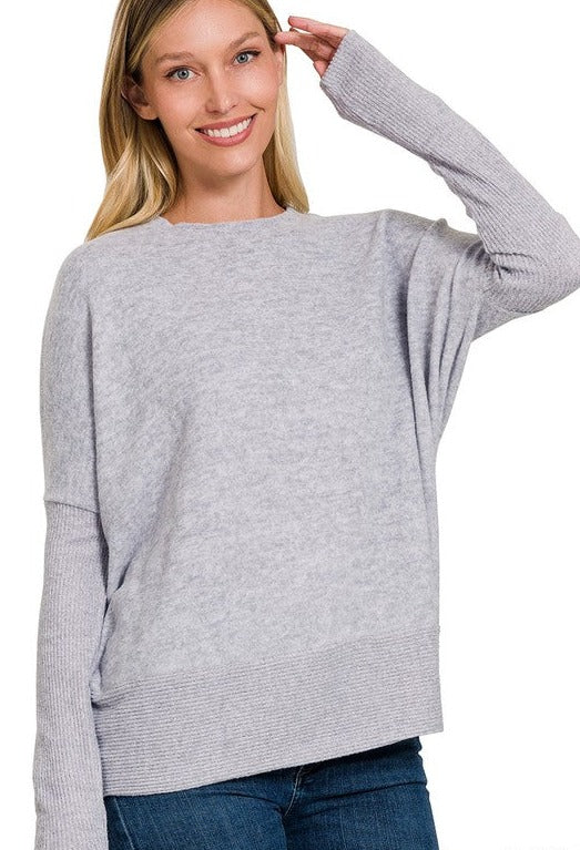 Becca Brushed Melange Dolman Sleeve Sweater - Multiple Colors