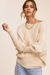 Mae Ribbed Boatneck Sweater