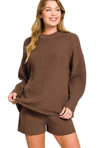 Sweater Knit Top and Shorts Set