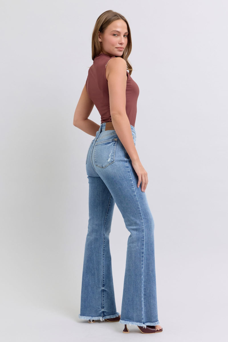 Judy Blue High Rise Raw Hem Bootcut Jeans 82486