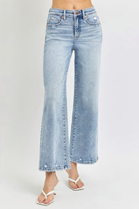 RISEN High Rise Tummy Control Crop Wide Leg Jeans