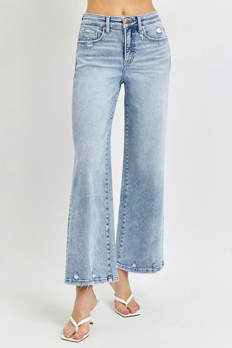 RISEN High Rise Tummy Control Crop Wide Leg Jeans