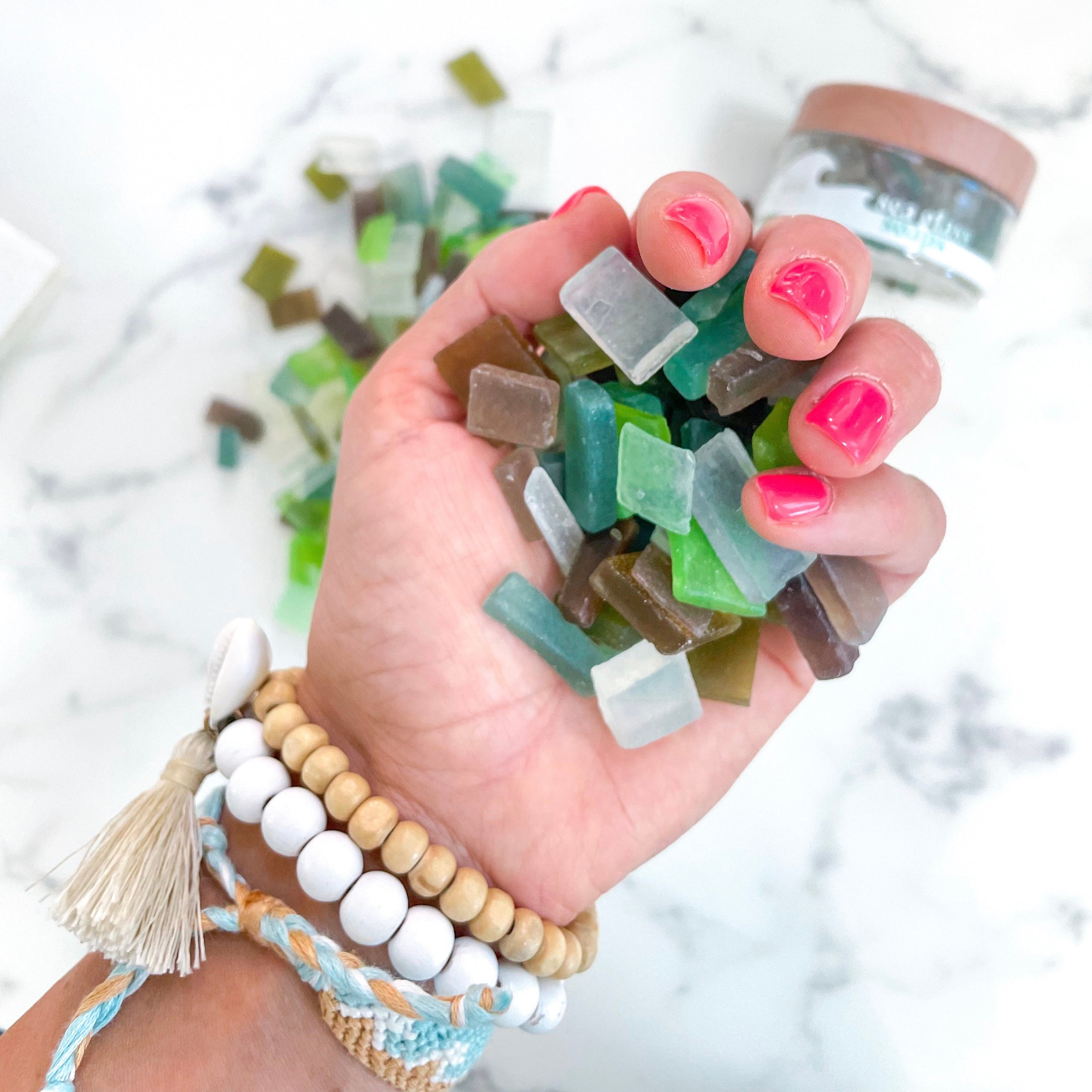 Sea Glass Soaps - Tropical Mandarin & Almond Mini Soaps