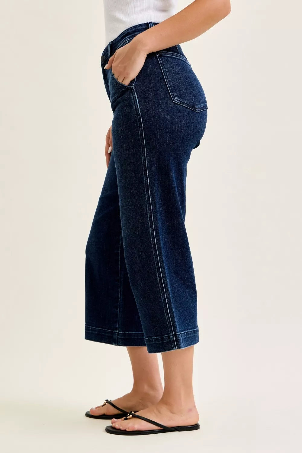 Judy Blue High Rise Cropped Wide Leg Trouser Jeans