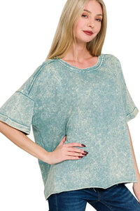 Zenana French Terry Acid Washed T-Shirt