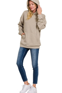 Oversized Scuba Hoodie with Kangaroo Pocket in Ash Mocha