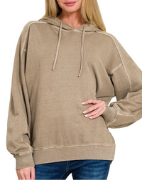 Zenana French Terry Pigment Dyed Hooded Sweatshirt