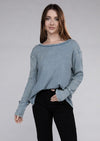 Washed Baby Waffle Long Sleeve Top - Multiple Colors