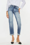 Kancan High Rise Cuffed Slim Straight Jeans