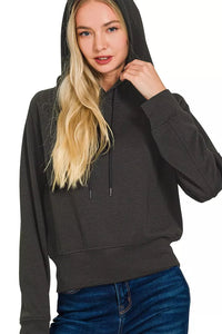Zenana Scuba Hoodie in Black