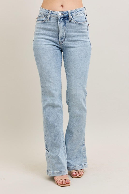 Judy Blue High Rise Vintage Wash Side Slit Bootcut Jeans