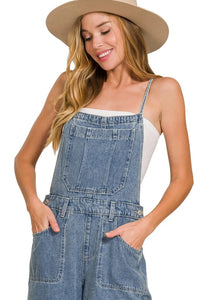 Wide Leg Medium Washed Denim Overalls
