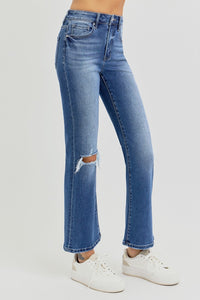 RISEN High Rise Distressed Crop Flare Jeans