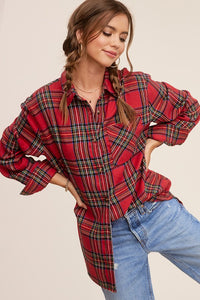 Avril Ribbon Plaid Button Down Shirt