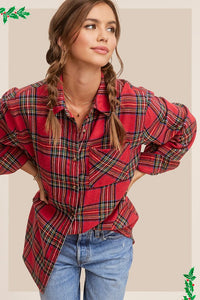 Avril Ribbon Plaid Button Down Shirt