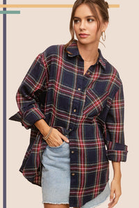 Avril Ribbon Plaid Button Down Shirt