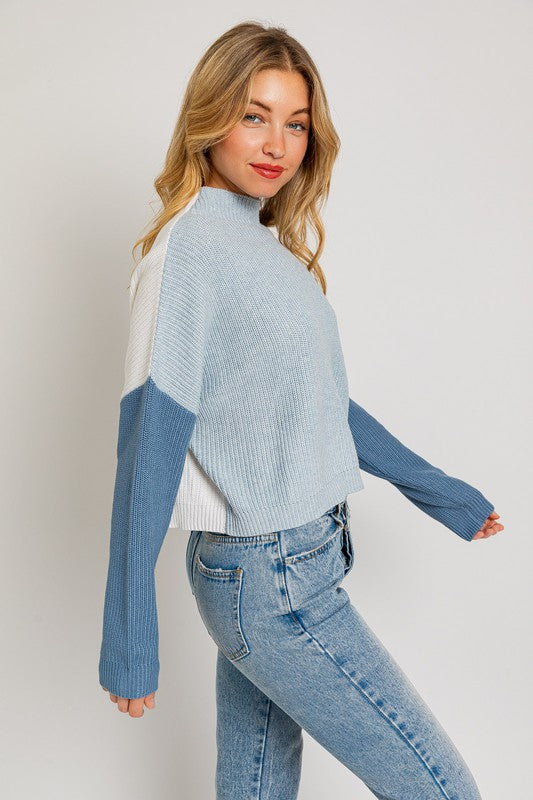 Allie Color Block Cropped Sweater