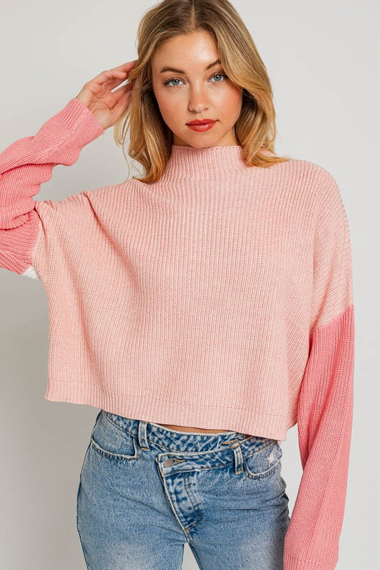 Allie Color Block Cropped Sweater