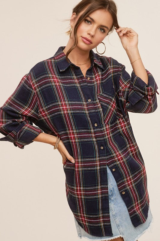 Avril Ribbon Plaid Button Down Shirt