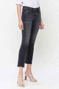 Flying Monkey Vintage Black Mid Rise Crop Slim Straight Jeans