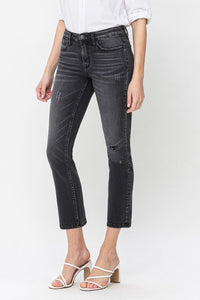 Flying Monkey Vintage Black Mid Rise Crop Slim Straight Jeans