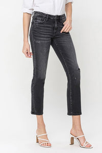 Flying Monkey Vintage Black Mid Rise Crop Slim Straight Jeans