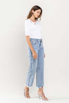 VERVET High Rise Cropped Distressed Hem Relaxed Fit Jeans