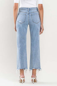 VERVET High Rise Cropped Distressed Hem Relaxed Fit Jeans