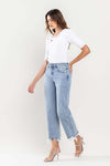 VERVET High Rise Cropped Distressed Hem Relaxed Fit Jeans