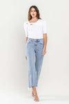 VERVET High Rise Cropped Distressed Hem Relaxed Fit Jeans