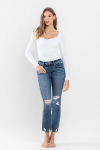 Flying Monkey Mid Rise Distressed Crop Slim Straight Jeans